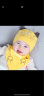 贝娜茜 婴儿帽子春秋冬季新生儿胎帽纯棉男女薄款宝宝帽套头 黄色套装 0-12个月 实拍图