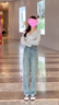 德莉娅2026年新款春季浅色阔腿牛仔裤女窄版百搭刺绣设计韩版直筒裤女裤 浅蓝色/长裤 M (27) 【建议100-110斤】 实拍图