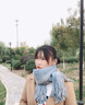 莱维森 围巾女长款披肩秋冬季学生情侣仿羊绒流苏保暖拼色围脖节日礼盒 双色贴标灰+绿 普通装 实拍图