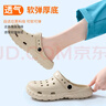 洁丽雅手术室专用洞洞鞋男士夏季外穿防滑EVA防臭沙滩凉鞋包头医用拖鞋 白色 【1.0 经典款｜久站不易累】 44-45 【标准码】 实拍图
