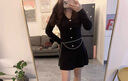 圣保美小香风连衣裙春季女装2025新款春秋气质小个子收腰显瘦针织短裙子 黑色 M 码 实拍图