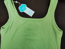 茵曼（INMAN）多色无袖显瘦吊带背心T恤夏季简约休闲百搭圆领上衣 草绿色 S 实拍图