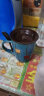 悠瓷（youcci） 陶瓷杯子家用牛奶杯创意鼓型手绘咖啡杯 办公室水杯带盖带勺马克杯日式复古 鼓型湖蓝+棕瓷盖 实拍图