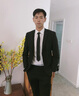 yhv西服套装男士修身青年面试西装商务正装纯色大学生伴郎结婚成人礼 1611黑二扣 M (165) 建议100-110斤 实拍图