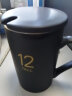 瓷魂 泡咖啡马克杯办公室喝水陶瓷杯子 咖啡杯情侣杯早餐杯茶杯男女带盖带勺大容量390ml 黑色12oz 可定制 实拍图