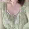 乐町欧根纱拼接上衣夏季新款雪纺衫女C5CDC3C02 绿印花 M/160 晒单实拍图