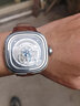 适配七个星期五手表带sevenfriday磨砂牛皮男表带M2/Q201/02/03牛皮带配件28mm 磨砂深棕色：银色扣 28mm 实拍图