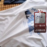 百鹊亭（BAIQUETING）两件装】短袖T恤男夏季印花宽松衣服五分袖ins港风青少年圆领t恤 冰山 白色+微笑 黑色 XL【建议115-130斤】 实拍图