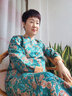 乱在江南民族风亚麻印花连衣裙长袖春秋新品复古过膝宽松中长裙 绿色 均码 实拍图