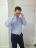 Colombass纯棉衬衫男条纹格子男士长袖修身免烫商务休闲衬衣 9040蓝宽条纹 S (165) （38） 实拍图