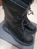 达芙妮马丁靴女2023新款秋冬短靴女英伦风加绒厚底白色单靴子女 黑色 37 实拍图
