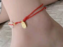 珍尚银中国黄金招财平安扣红绳S925银脚链女圣诞节礼物生日送女朋友老婆 实拍图