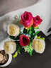 禾娘 单支假花仿真花束玫瑰花卉干花绢布塑料花小把束布艺装饰插花 6头桃香玫瑰红香槟 实拍图