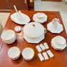 NINE CRANES现代轻奢景德镇餐具碗碟套装家用乔迁礼物碗盘组合高档骨瓷套装 可微波炉消毒柜·10人套装 80件套 实拍图