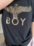 BOY LONDON夏男女同款T恤烫金老鹰logo印花百搭休闲潮牌短袖N01032 黑印金 XS 实拍图