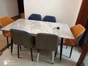 淘邦 亮光岩板餐桌椅组合 小户型家用饭桌 洽谈桌轻奢形餐厅家具 意大利灰直边圆角【蝴蝶椅】 1.4米一桌六椅 实拍图