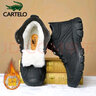 卡帝乐鳄鱼（CARTELO）冬季男士牛皮加绒保暖皮毛一体雪地靴高帮加厚羊毛棉鞋KJ01 黑38 实拍图