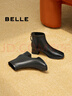 百丽（Belle）羊皮优雅短筒时装靴女冬季商场款显瘦舒适短靴3LI40DD4 黑色 39 (245mm) 实拍图