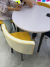 金镁睿 洽谈桌椅组合简约休闲办公接待桌椅咖啡圆桌谈判桌一桌四椅餐桌 黄白皮椅 圆桌 实拍图