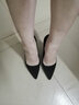 蓝晨语依 高跟鞋女细跟单鞋韩版优雅尖头法式绒面裸色ol工作鞋女 黑色 35 实拍图