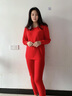 恒源祥本命年保暖内衣鸿运大红色秋衣秋裤套装属龙男女情侣秋冬季纯棉 【纯棉薄款】大红套装女 XL (175/100) 实拍图