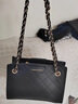 酷奇袋鼠包包女包2025七夕高级感包包潮韩版菱格链条百搭女神节单肩大包包 黑色 实拍图