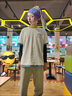 毅訫假两件短袖男生百搭夏季t恤情侣纯棉宽松半袖衣服潮牌五分半截袖 蓝色 XL 建议120-145斤 实拍图