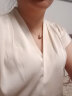 ROEYSHOUSE罗衣职业长袖缎面衬衫女秋款V领设计感高级感轻奢气质上衣04878 杏色 2XL 实拍图