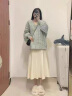 宏资琦连衣裙女装2025秋冬新款温柔风穿搭宽松显瘦针织毛衣长裙子两件套 浅绿色毛衣+杏色裙子 M （建议100—109斤） 实拍图