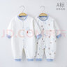 INSLABE婴儿连体衣纯棉宝宝爬服春秋衣服初生哈衣内衣新生儿连体衣家居服 2套四季对开-白底蓝+气球蓝 73码(建议6-9月16-20斤) 实拍图