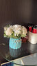 迷.妆茶几花 仿真花艺北欧风盆栽INS装饰假花餐桌家居摆件客厅套装桌花 蓝瓷花瓶+白色玫瑰绣球 实拍图