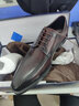 JMH皮鞋男布洛克雕花商务正装英伦尖头系带固特异手工青年结婚牛津鞋 棕色5 41 实拍图