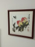 紫腾随轩齐白石装饰画新中式客厅背景墙面挂画卧室饭厅餐厅水墨虾壁画 蝴蝶寿桃 40*40cm红木色实木框 实拍图