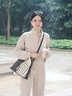 对白时尚通勤运动卫衣两件套女2025春装新款外套直筒长裤休闲套装 浅咖色 M 实拍图