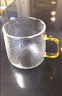 左茗右器玻璃水杯家用早餐牛奶杯男女办公泡花茶杯子带把马克啤酒杯咖啡杯 锤纹杯400ml-墨绿 实拍图