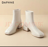 达芙妮（DAPHNE）短靴女瘦瘦靴秋冬季法式粗跟中跟英伦风百搭品牌女靴子2023冬季 米白色 37 (235mm) 标准码 实拍图