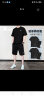 特步运动套装男装短裤男夏透气速干冰丝感跑步宽松男士T恤健身休闲服 黑色（两件套) XL/180 实拍图