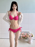 OMOM性感修身比基尼两件套女游泳衣显瘦辣妹度假泡温泉泳装 玫粉 M 实拍图