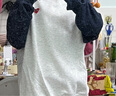 查尔斯桃心美式卫衣男圆领项链涂鸦印花春秋季新款长袖套头情侣 浅卡其 S 实拍图