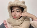 目丸 小熊耳朵帽子围巾一体女秋冬季连帽围巾百搭韩版可爱少女保暖学 【双层加厚】卡其色 实拍图