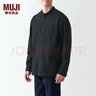 无印良品 MUJI 男式 棉水洗牛津 立领衬衫 纯棉全棉 ACA40C2S 黑色 M 170/92A 实拍图