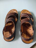 卡帝乐鳄鱼（CARTELO）真皮凉鞋男透气头层牛皮沙滩鞋男士户外两穿凉拖鞋9252 棕色 38 实拍图