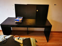蓝木槿 电脑桌 台式家用书桌书柜组合办公桌写字台带书架学习桌 黑胡桃色(不含柜) 1.6m（左右3格书架） 实拍图