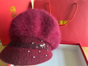 恒源祥 帽子冬季女中老年人加厚帽子围巾套装保暖兔毛妈妈帽新年礼物 【晶钻绒球款】酒红色 帽子礼盒装 实拍图