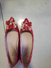 奈驷中式婚鞋女平底大红色秀禾服鞋女龙凤水钻平底方扣结婚礼鞋子龙凤水钻浅口孕妇新娘鞋大码41敬酒红鞋 红色秀禾方扣款 38 实拍图