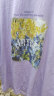 尚都比拉夏季基础百搭艺术感植物花卉印花纯棉短袖t恤女 浅紫色 M  晒单实拍图