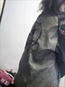 骆森驰（LUOSENCHI）欧美潮牌vintage扎染翻领棒球服男女春秋冬皮拼接情侣夹克外套 磨砂灰+【春秋刺绣双层免洗外套 XL 实拍图