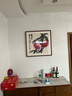 紫腾随轩齐白石装饰画新中式客厅背景墙面挂画卧室饭厅餐厅水墨虾壁画 寿桃A款 70*70cm红木色实木框 实拍图