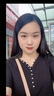 betu百图女装T恤法式风大V领单排针珠扣修身显瘦罗文泡泡袖短袖t恤女2204T11 黑色 M 实拍图