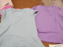 艾路丝婷新款短袖T恤女V领上衣纯色打底体恤TX3560 紫色 M 实拍图